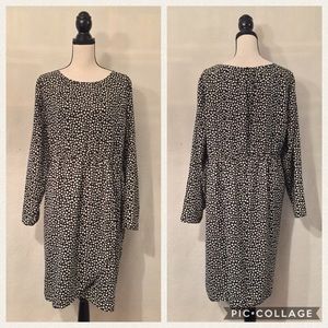 NWT J. Crew black heart print long sleeve tulip hem dress